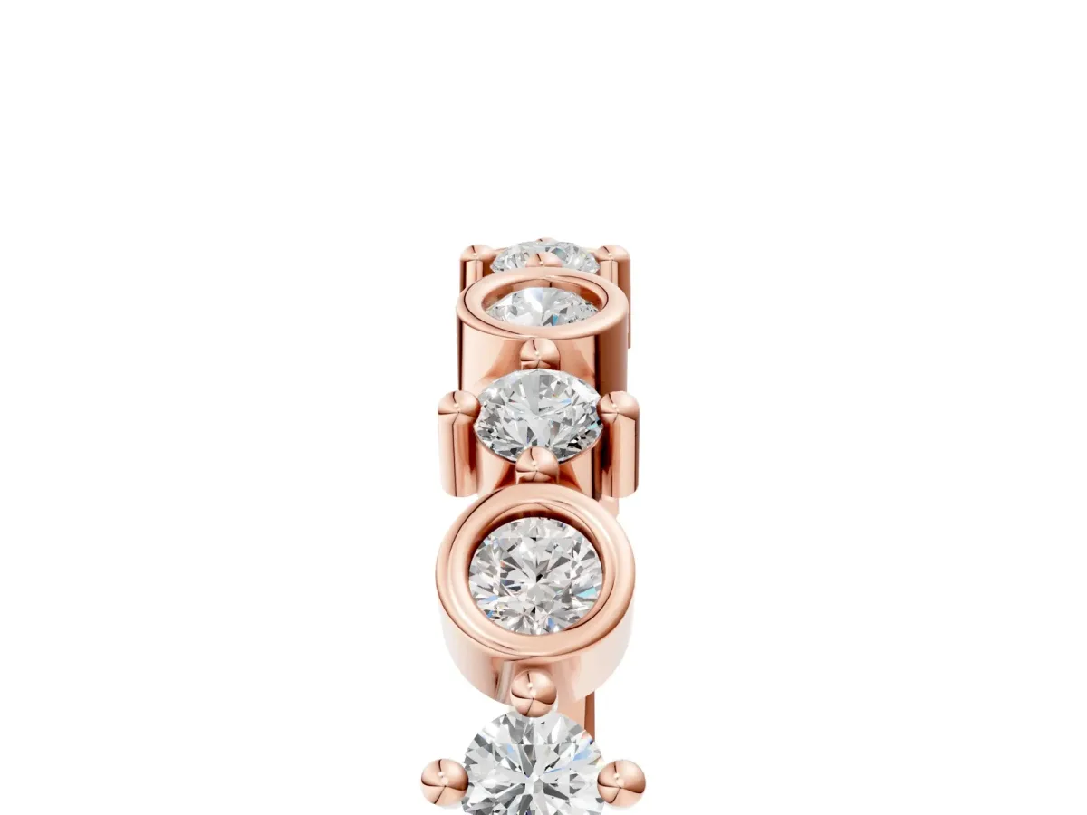 Bezel and Prong Set Round Diamond Half Eternity Band Rose gold