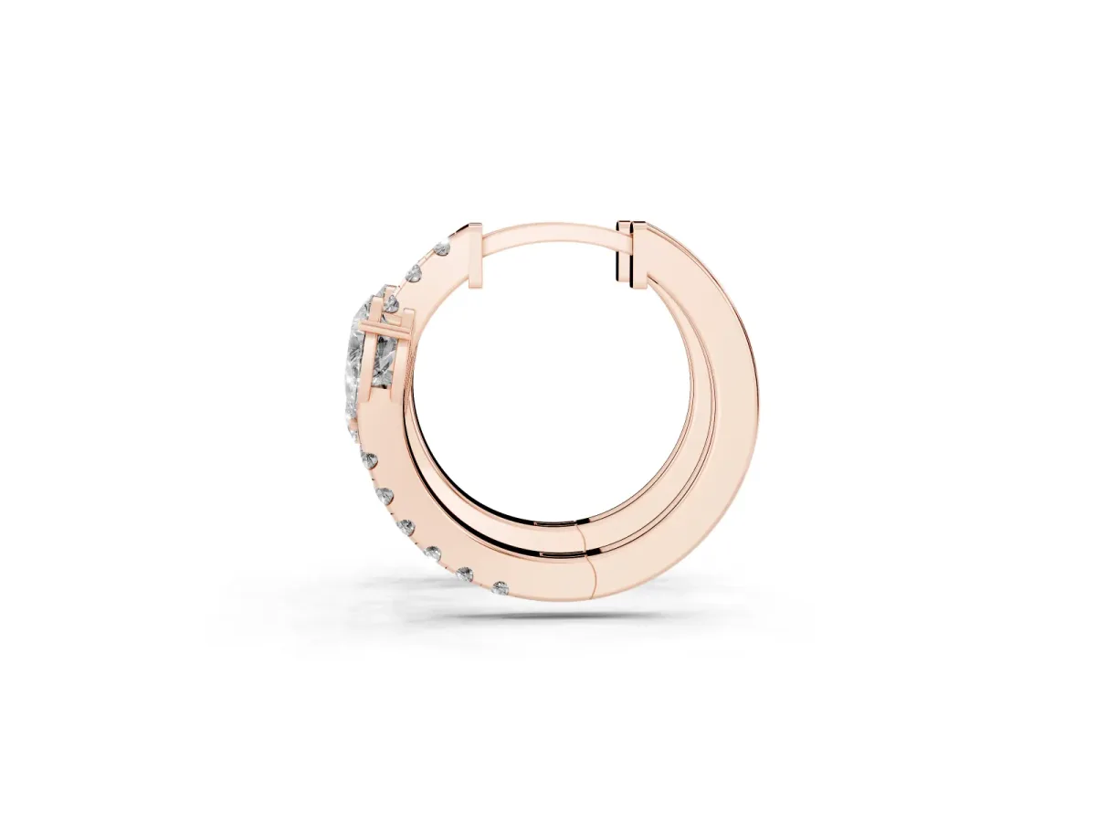 Pear Cut Diamond Bypass Huggie Hoop Earrings Rose gold