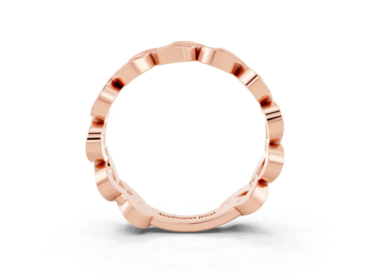 Pavé Round Yellow Sapphire Interlocking Eternity Band with Bezel Prong Setting Rose gold