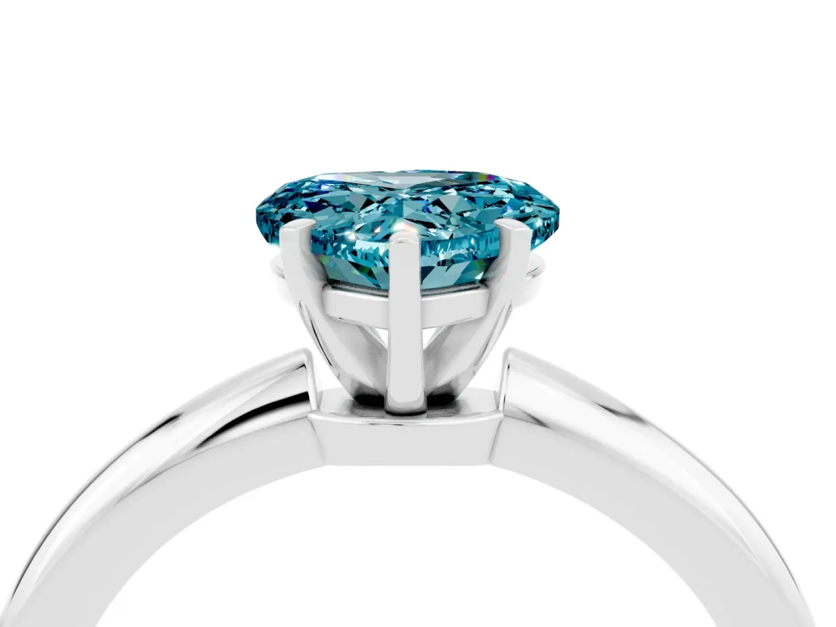 Heart Cut Blue Topaz Solitaire Ring with Six-Prong Setting and Classic Band Silver