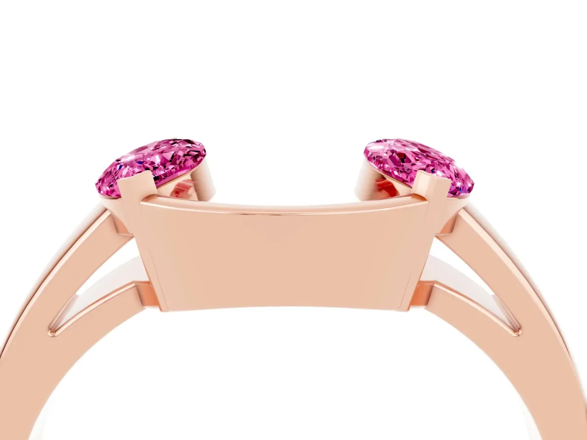 Marquise Pink Sapphire Open Band Ring with Tension Setting Rose gold