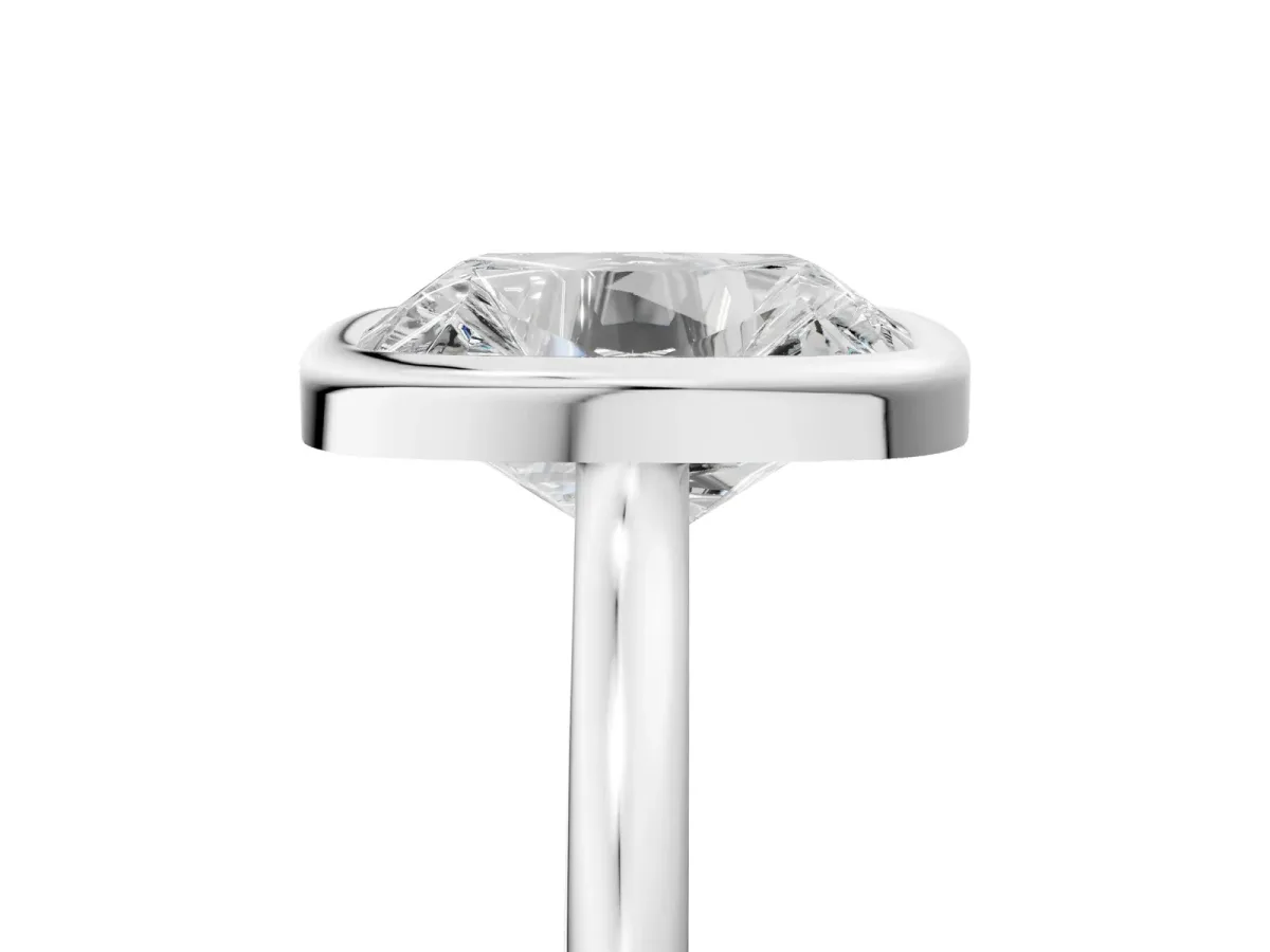 Old Mine Elongated Cushion Diamond Bezel Set Ring Silver