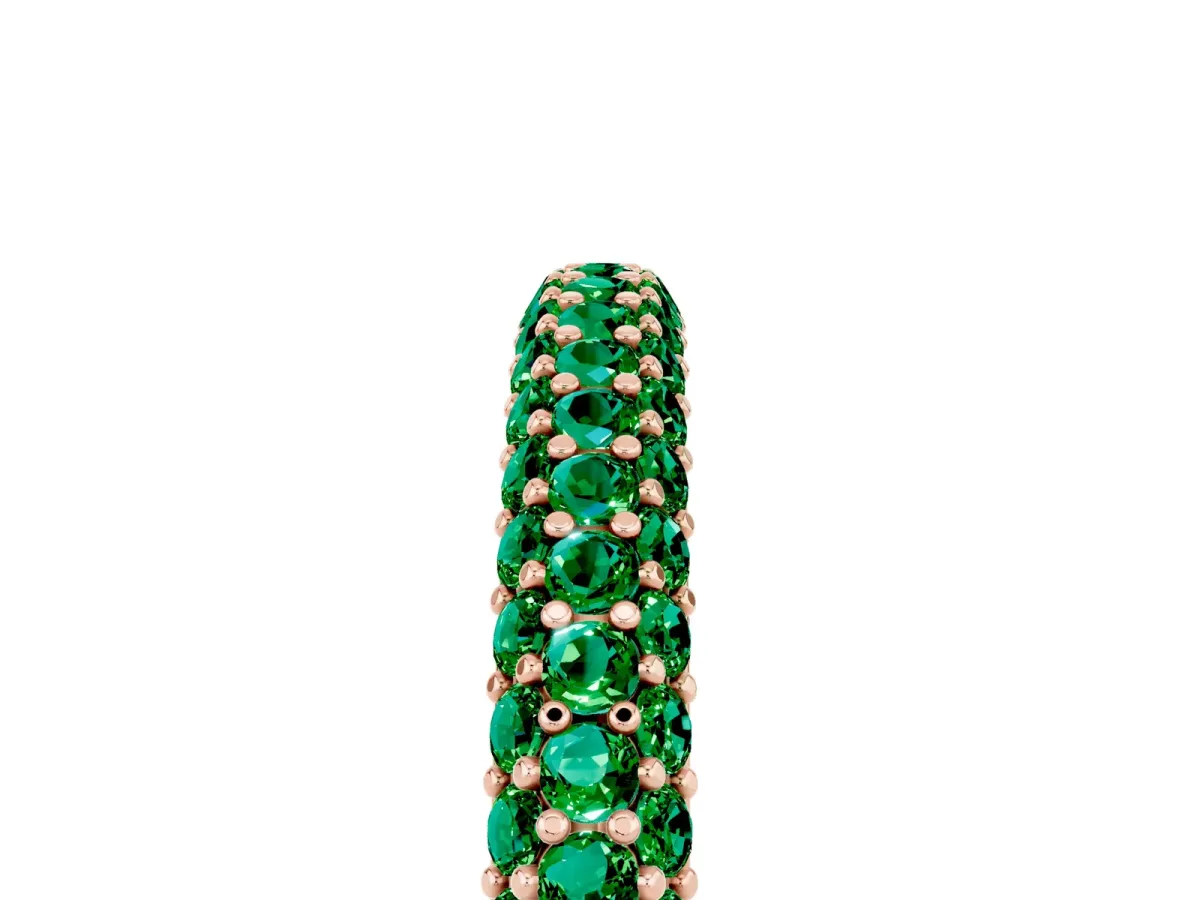 Round Emerald Pavé Eternity Band with Shared Prong Setting Rose gold