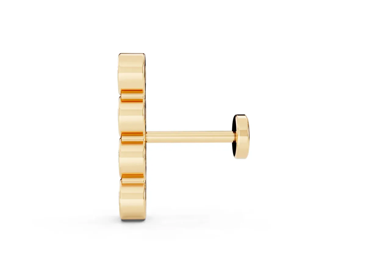 Round Diamond Row Flatback Earring Yellow gold
