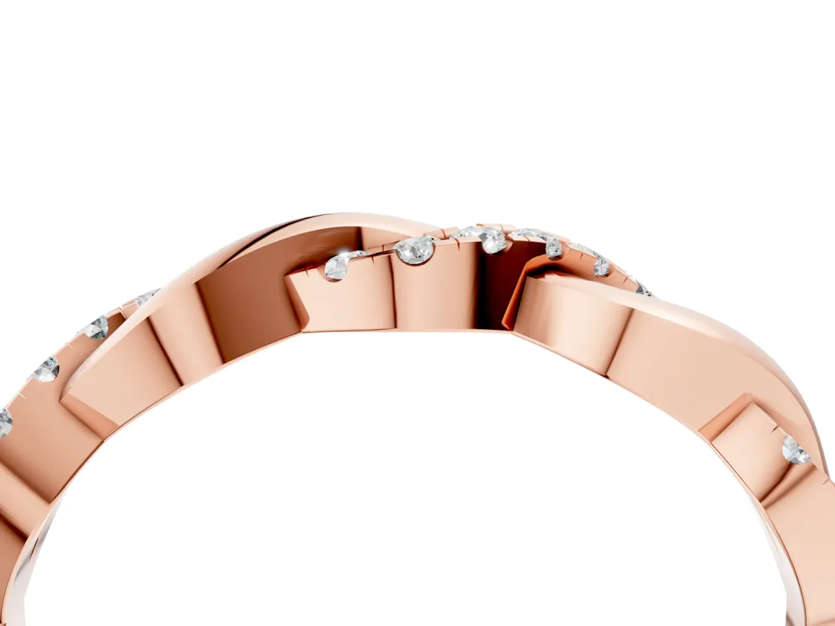 Round Diamond Twist Eternity Band with Pavé Setting Rose gold