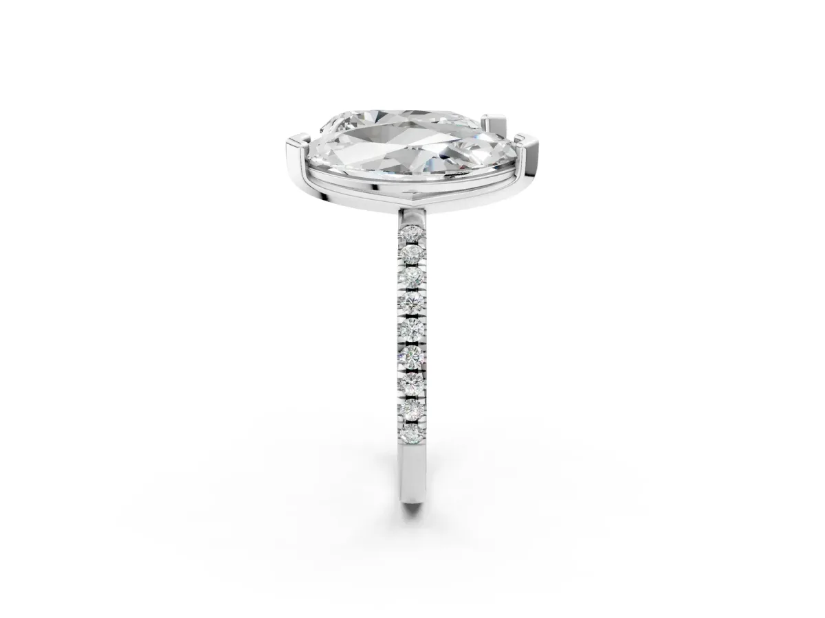 Pear and Marquise Toi Moi Ring with Prong Setting and Pave Band Silver