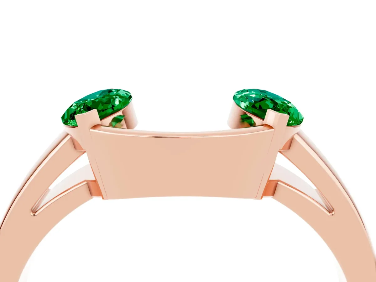 Marquise Emerald Open Band Ring with Tension Setting Rose gold