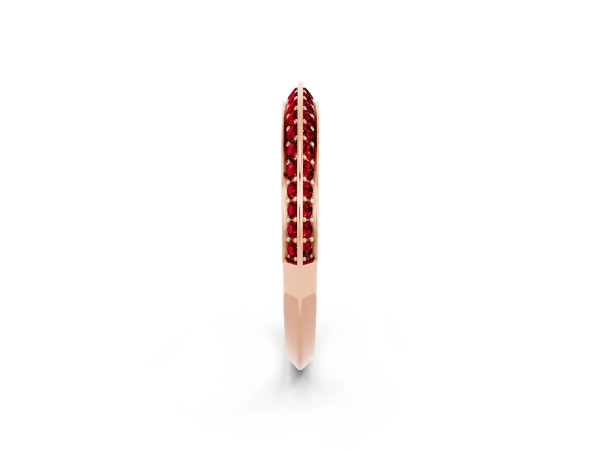 Double Row Pavé Round Ruby Eternity Band with Channel Setting Rose gold