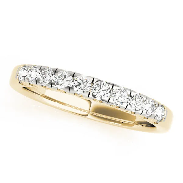 Round Diamond Prong Set Half Eternity Band Yellow gold
