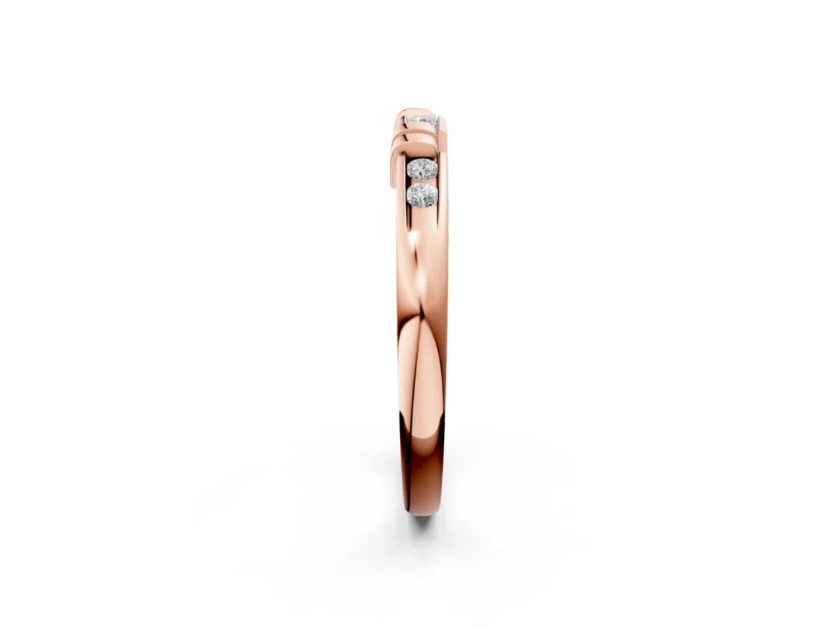 Channel Set Round Diamond Half-Eternity Band with Bar Prong Setting Rose gold
