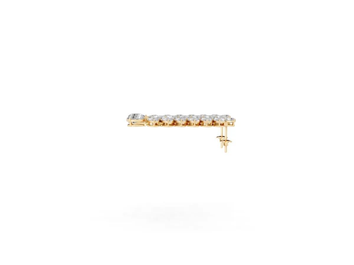 Pear Diamond Cascading Leaf Drop Earrings Yellow gold