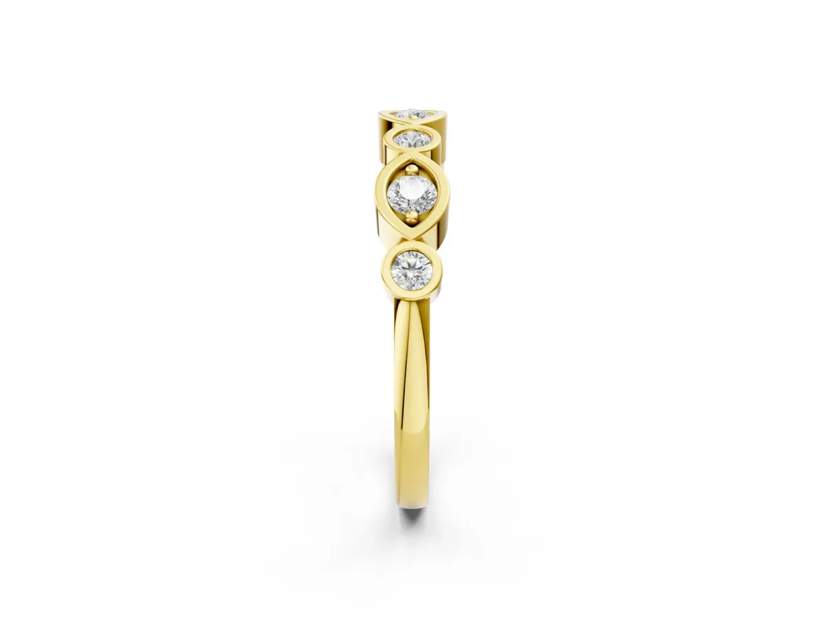 Bezel Set Mixed Shape Diamond Eternity Band Yellow gold