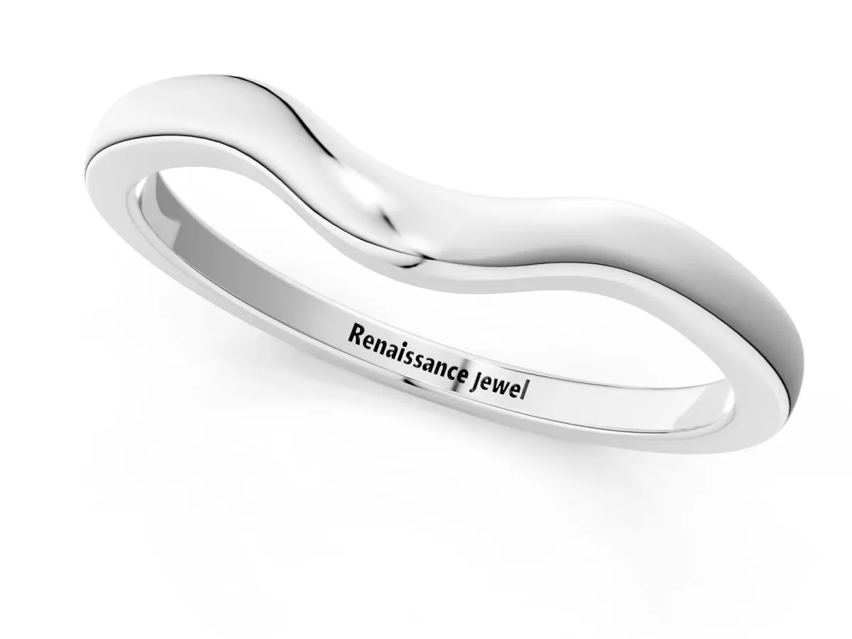 Curved Plain Band White gold