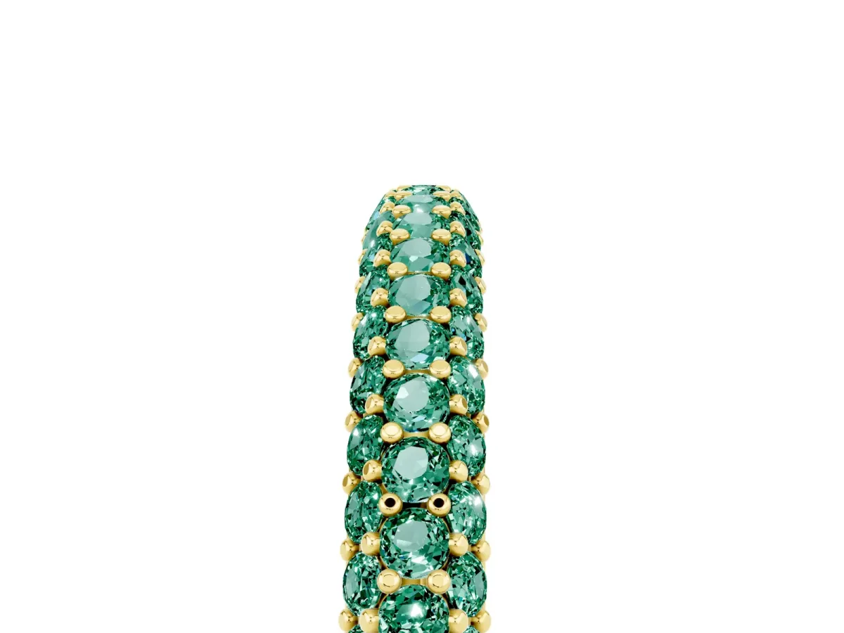 Round Green Sapphire Pavé Eternity Band with Shared Prong Setting Yellow gold