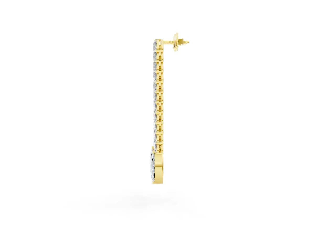 Marquise Diamond Double Row Dangle Earrings Yellow gold