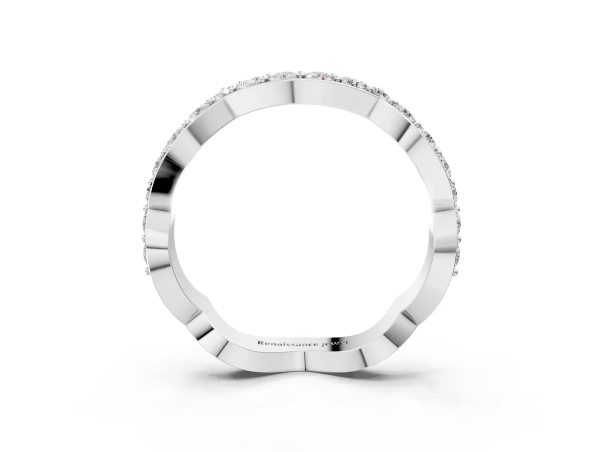 Round Diamond Pavé Zigzag Eternity Band Platinum