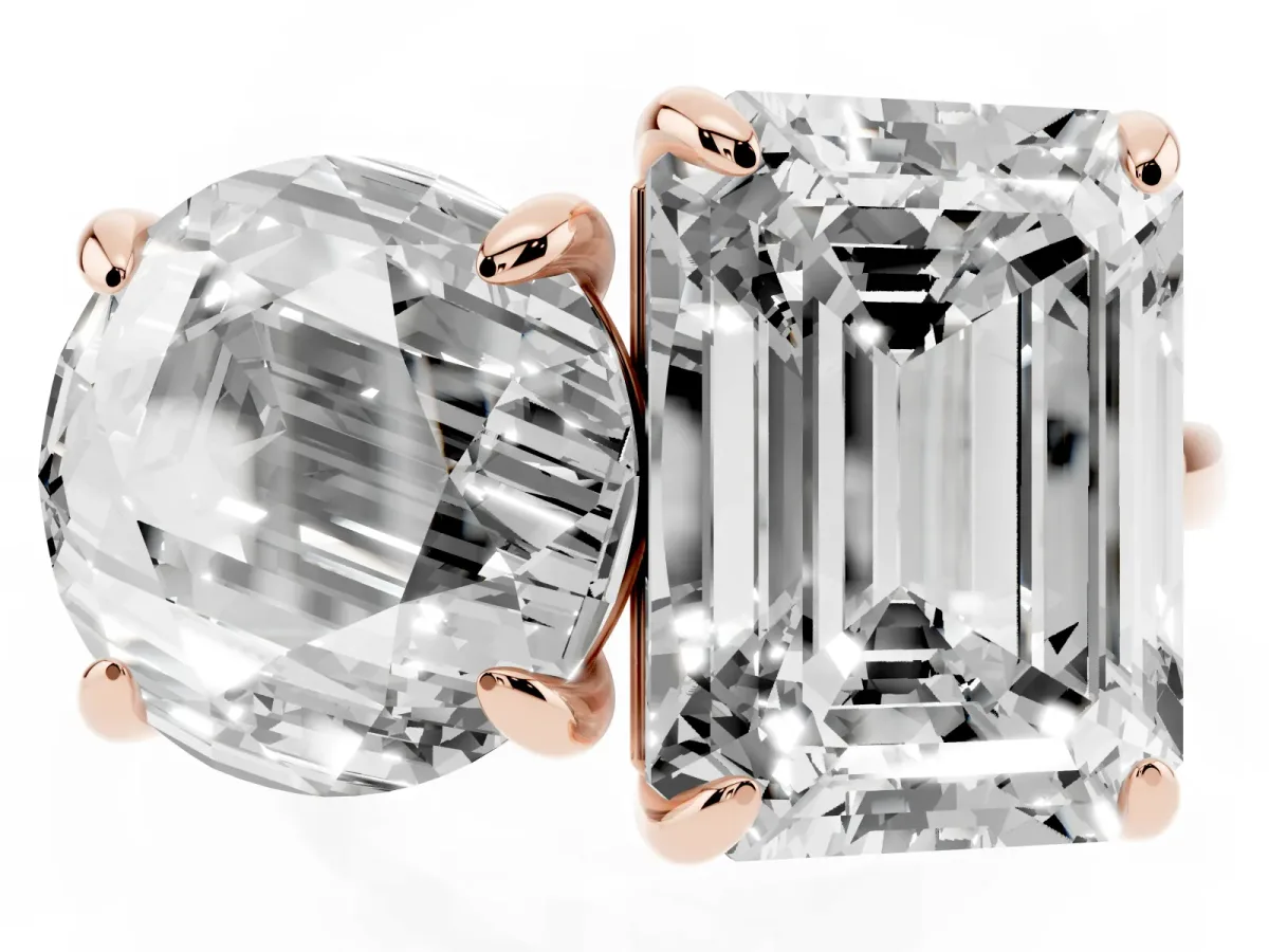 Round and Radiant Toi Moi Ring with Prong Setting and Plain Band Rose gold