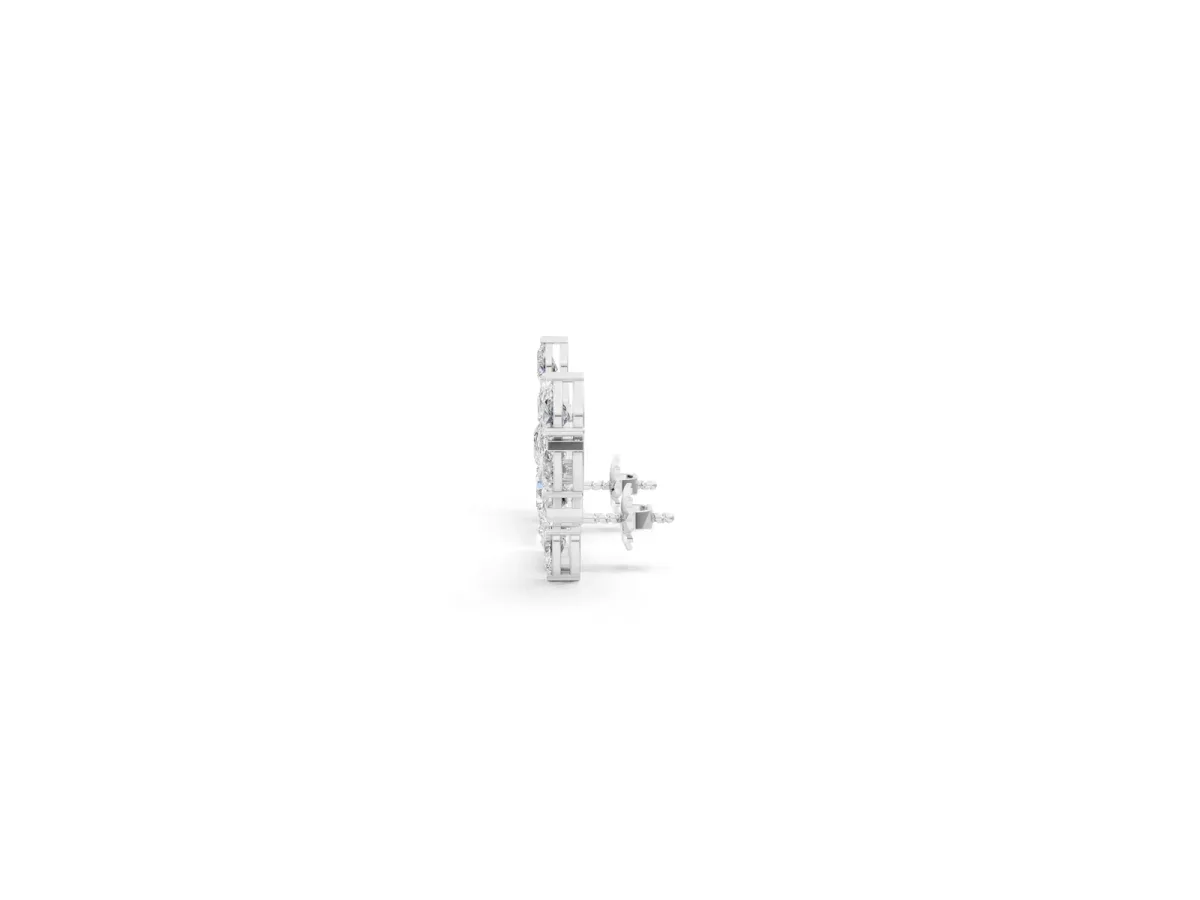 Pear Diamond Curved Cluster Climber Earrings White gold