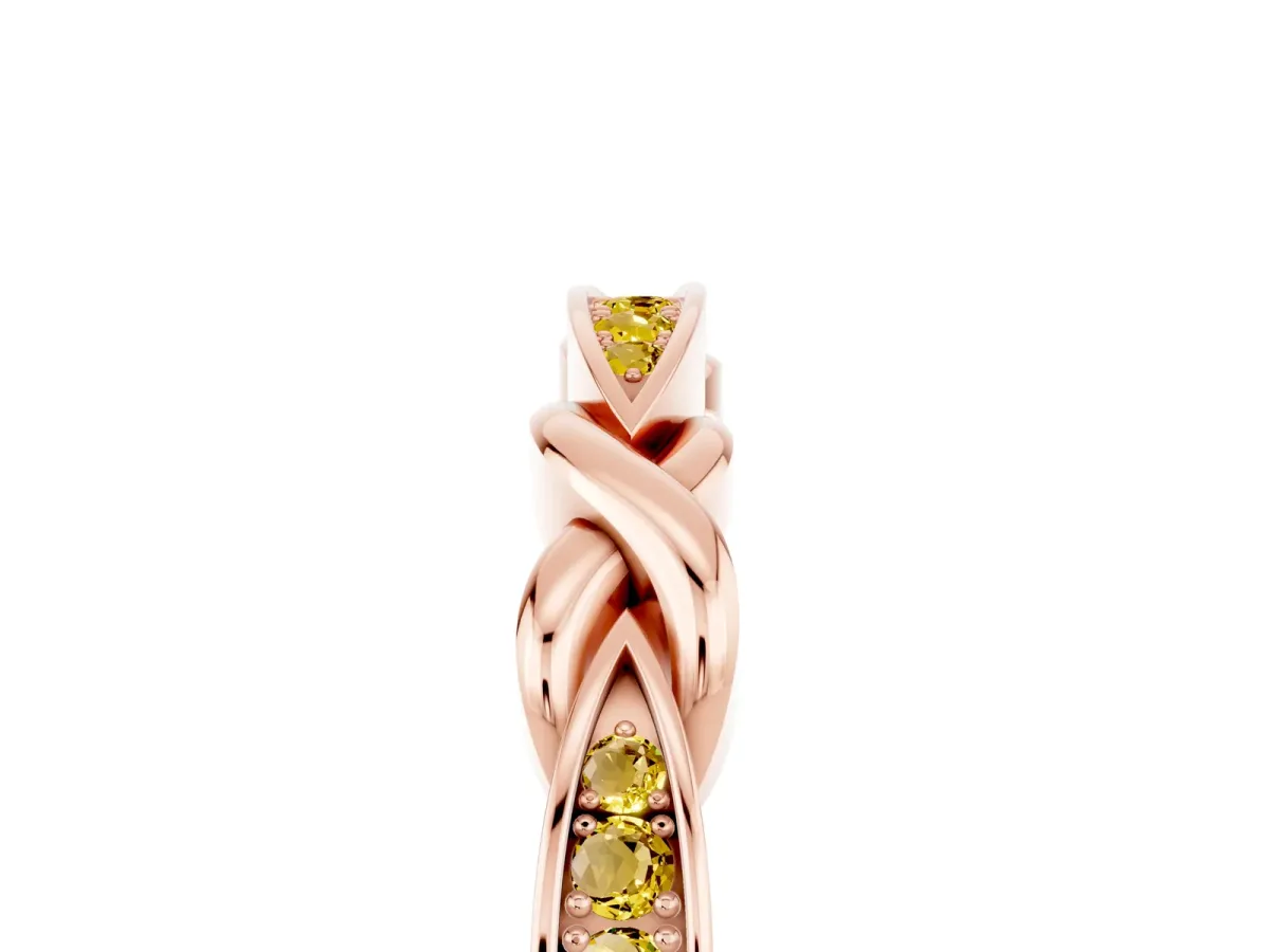 Twisted Marquise Yellow Sapphire Pavé Band with Shared Prong Setting Rose gold