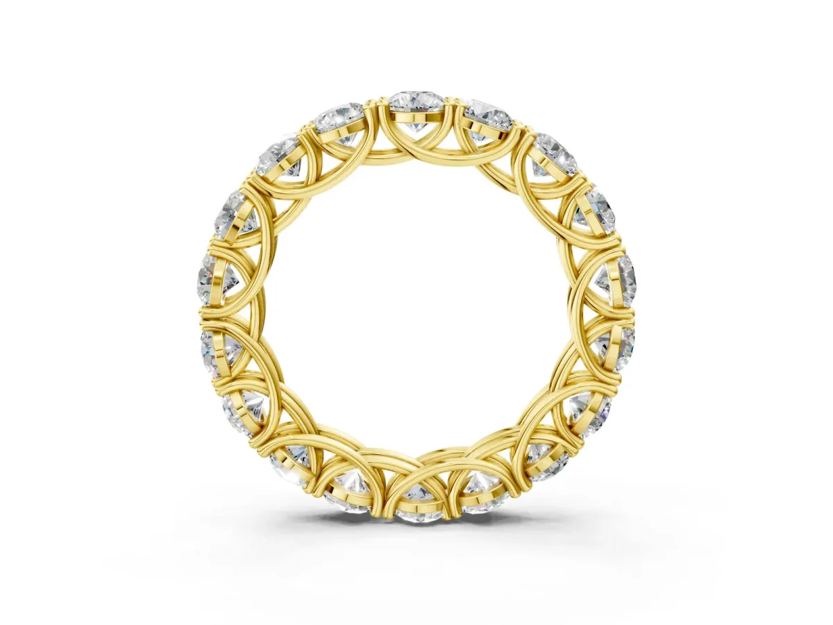 Round Diamond Woven Full Eternity Band Yellow gold