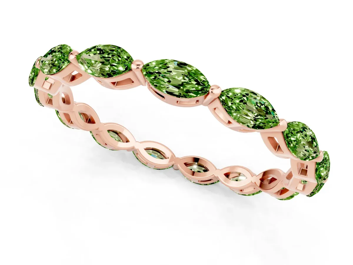 Marquise Peridot Eternity Band with U-Prong Setting Rose gold