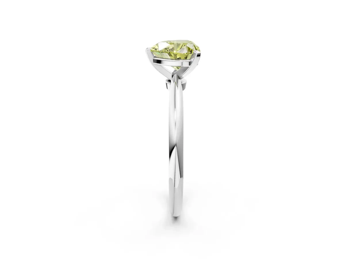 Fancy Yellow Heart Cut Diamond Solitaire Ring with Six-Prong Setting and Classic Band Silver