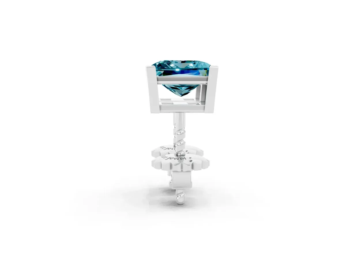 Princess Cut Blue Topaz Stud Earrings Platinum