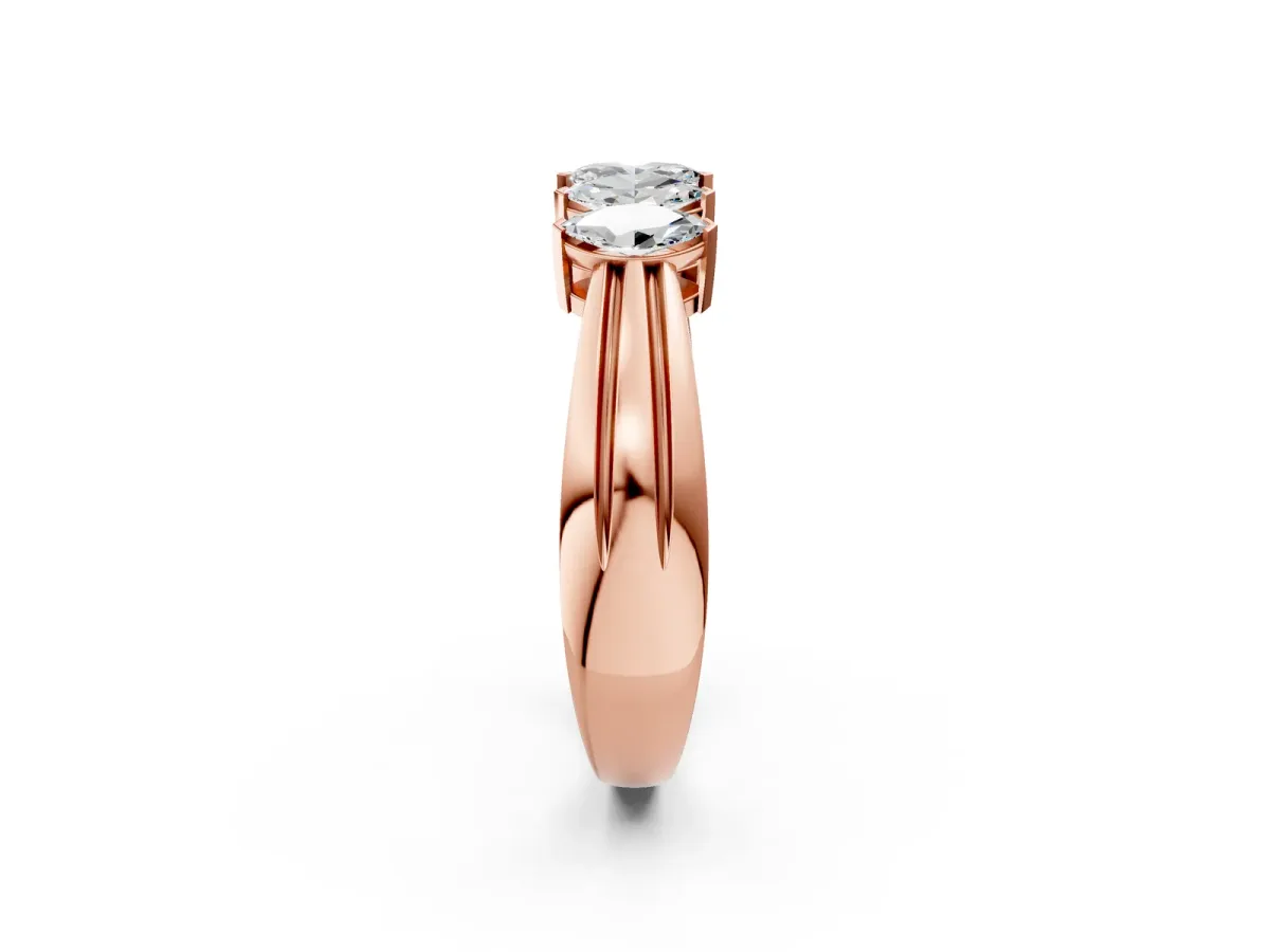 Five-Stone Marquise Diamond Split Shank Ring with Shared Prong Setting Rose gold