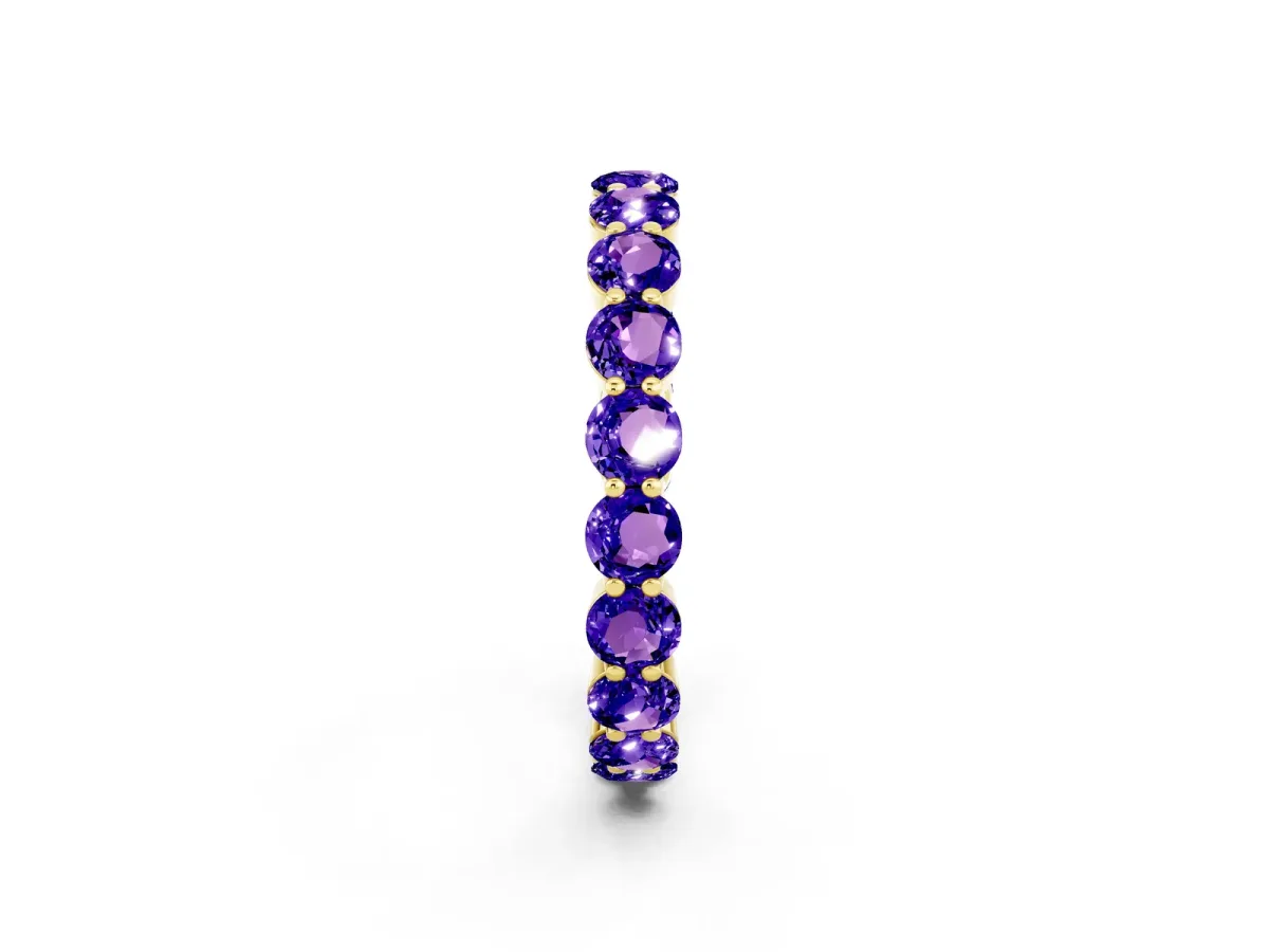 Round Tanzanite Eternity Band with U-Prong Setting Yellow gold