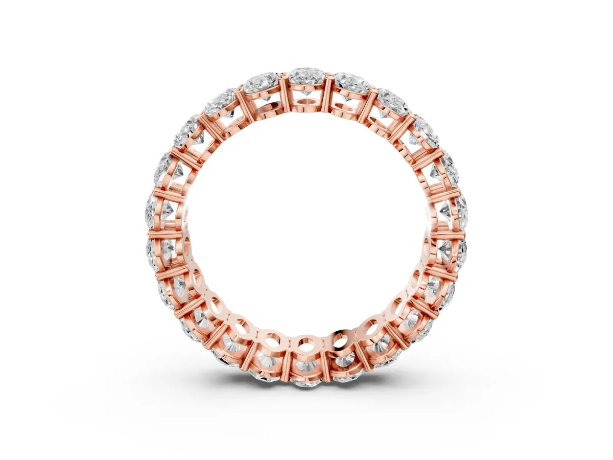 Oval Cut Diamond Eternity Band with Shared Prong Setting Rose gold