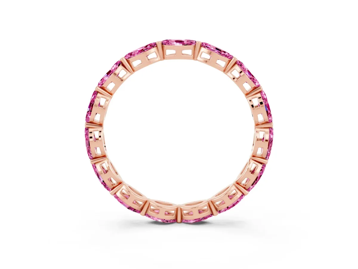 Marquise Pink Sapphire Eternity Band with U-Prong Setting Rose gold