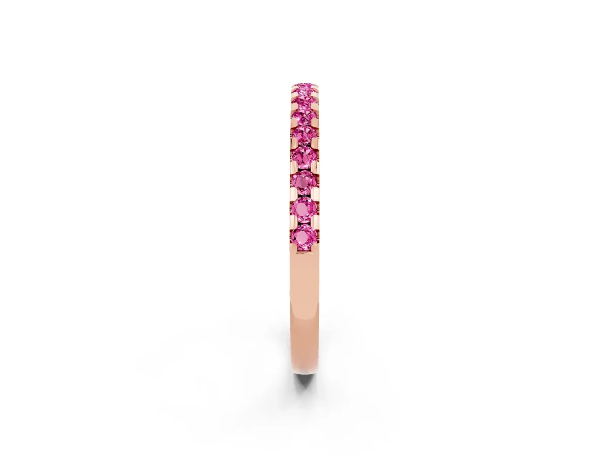 Round Pink Sapphire Pavé Set Eternity Band with Micro Prong Setting Rose gold