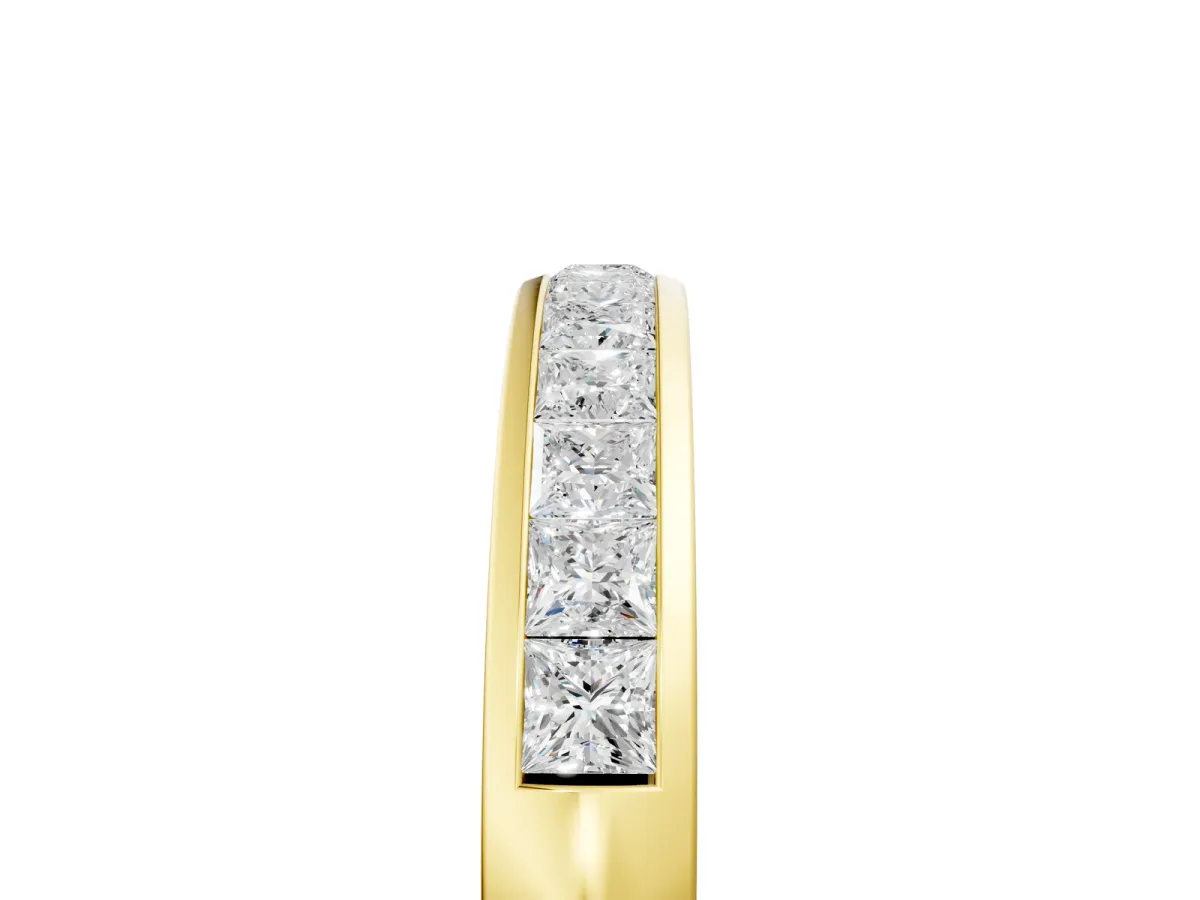 Princess Cut Diamond Channel Set Eternity Band Yellow gold