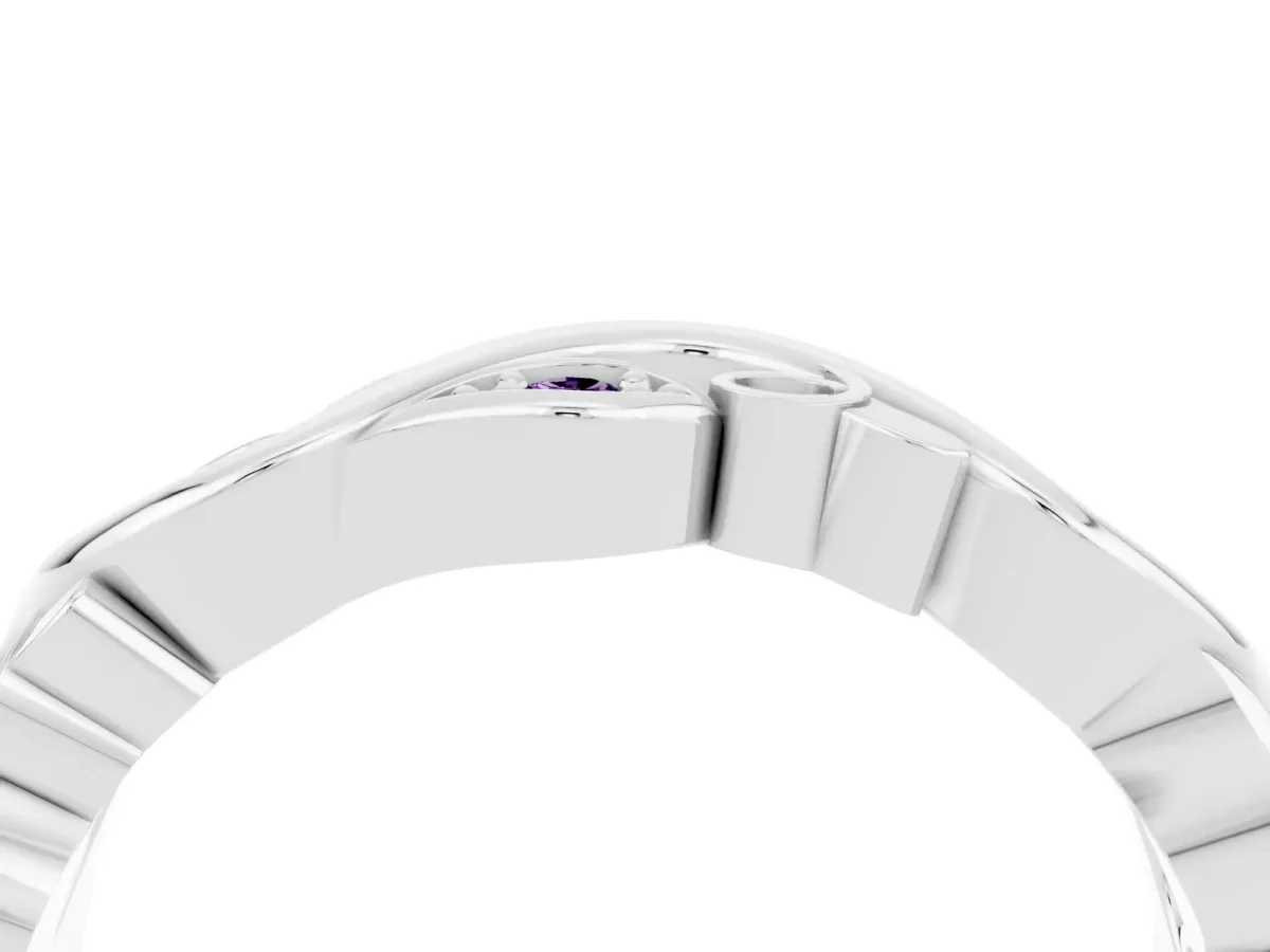 Marquise Amethyst Vine Eternity Band with Bezel Setting White gold