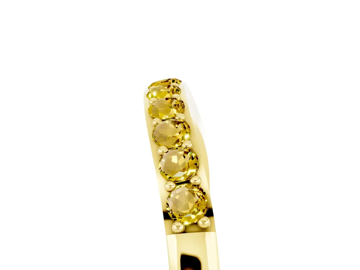 Round Yellow Sapphire Curved Wedding Band with Channel Setting Yellow gold