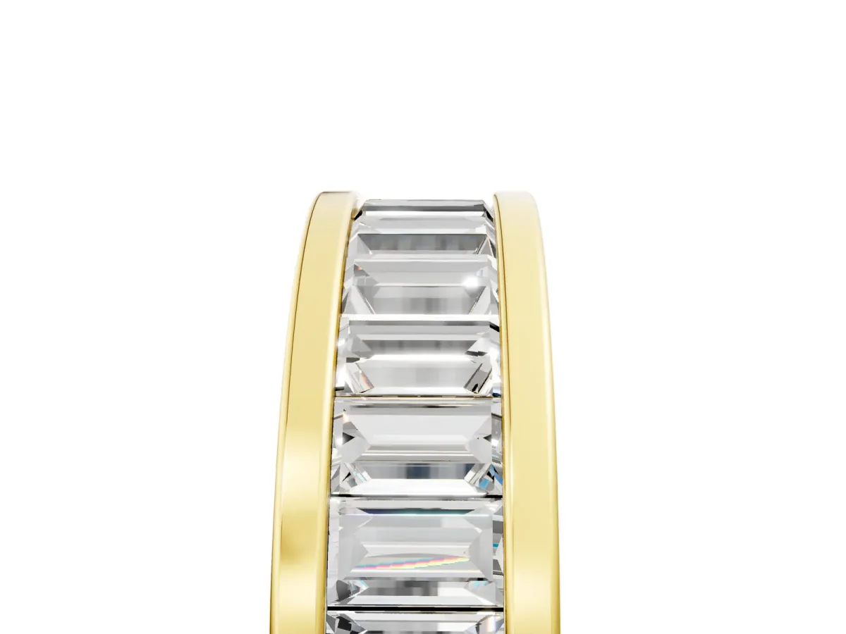 baguette Cut eternity band with channel set Yellow gold