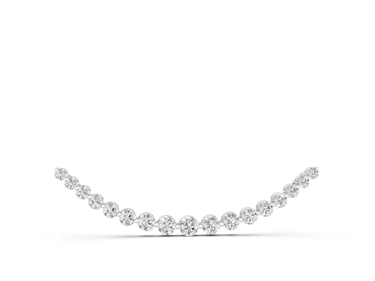 Round Diamond V-Prong Bar Pendant Silver