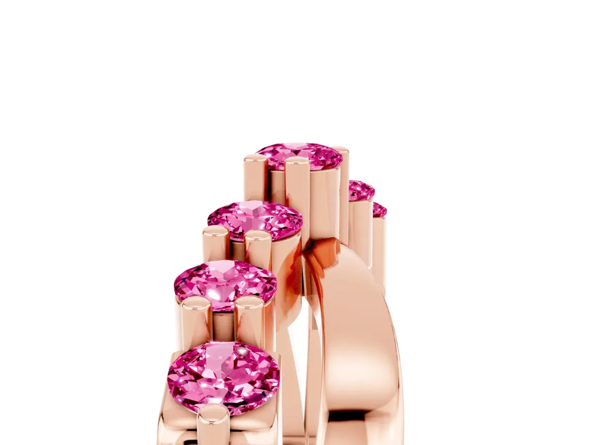 Round Pink Sapphire Prong-Set Crossover Band Rose gold