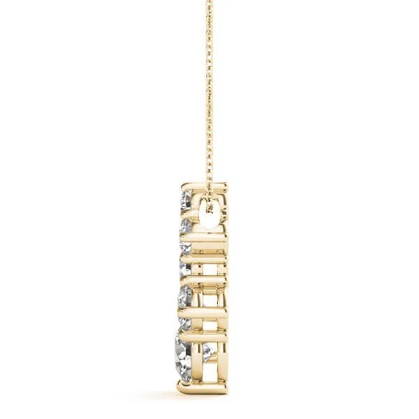 Prong-Set Round Diamond Graduated Pendant Yellow gold