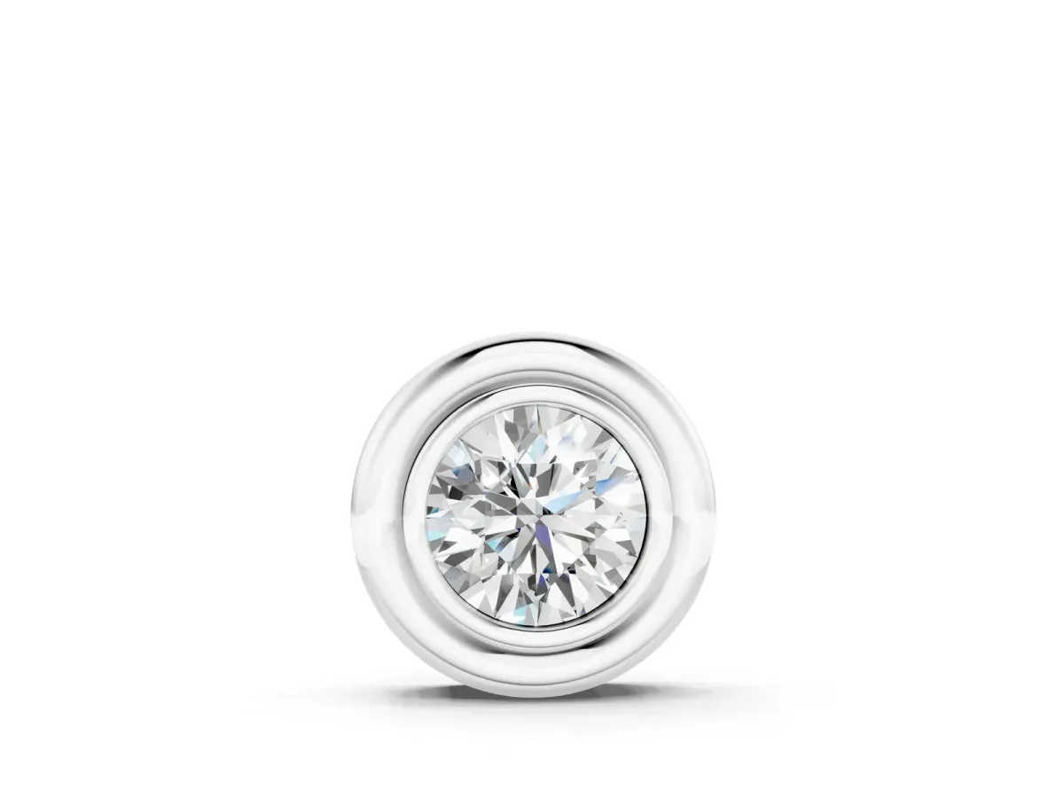 Bezel Round Diamond Pendant White gold