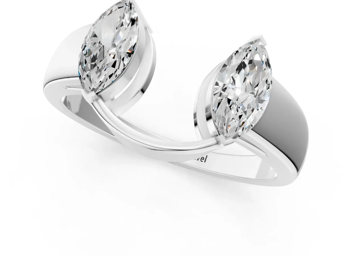 Marquise Diamond Open Band Ring with Tension Setting Silver