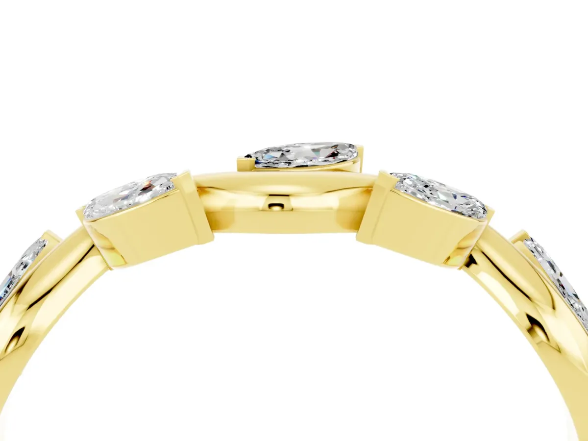Marquise Moissanite Twisted Band with Prong Setting Yellow gold