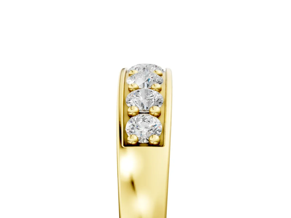 Channel-Set Round Diamond Comfort Fit Band Yellow gold