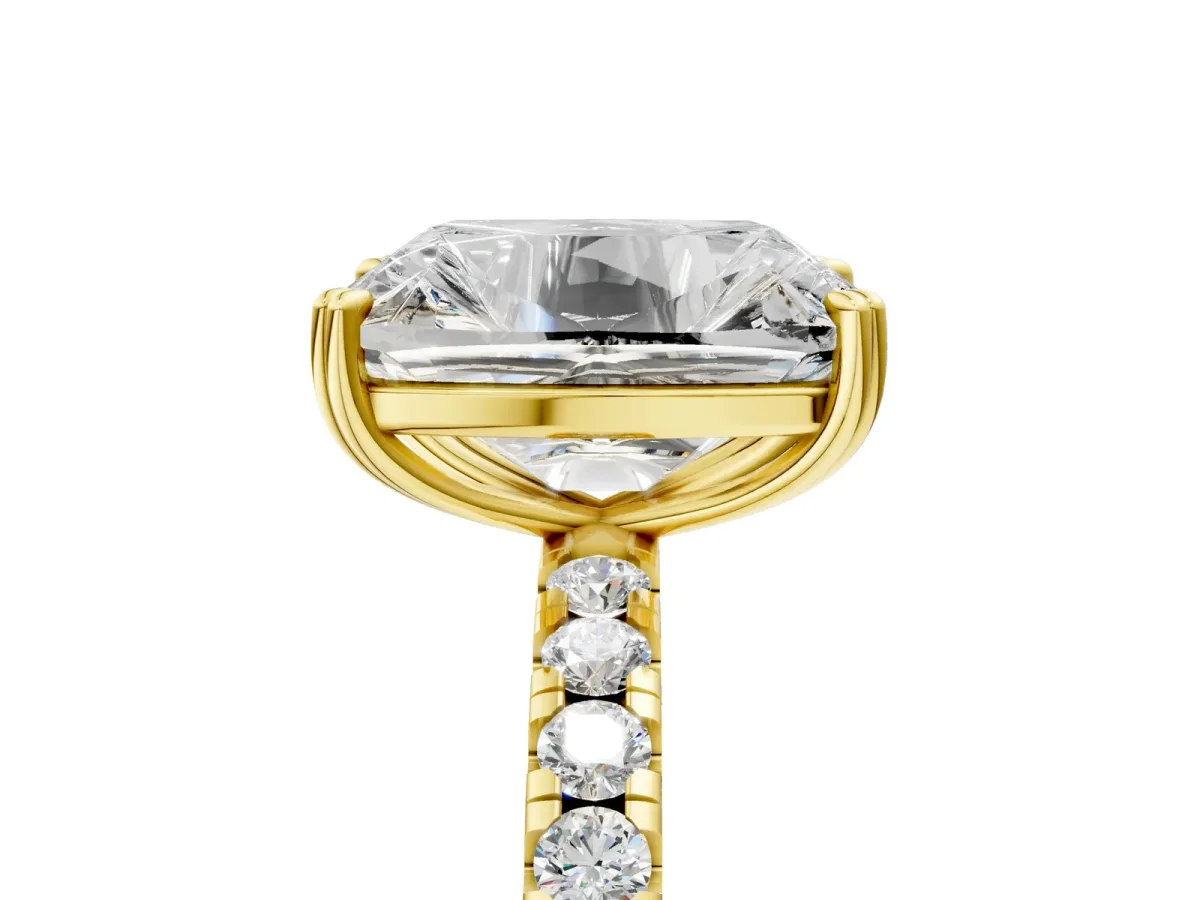 Old Mine Elongated Cushion Diamond Pave Band Ring Yellow gold