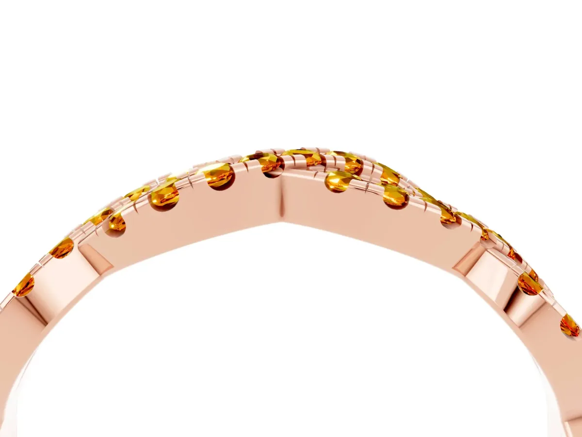 Round Citrine Twisted Eternity Band with Pavé and Shared Prong Setting Rose gold