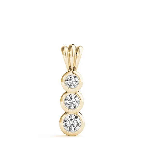 Bezel Set Round Diamond Three-Stone Pendant Yellow gold