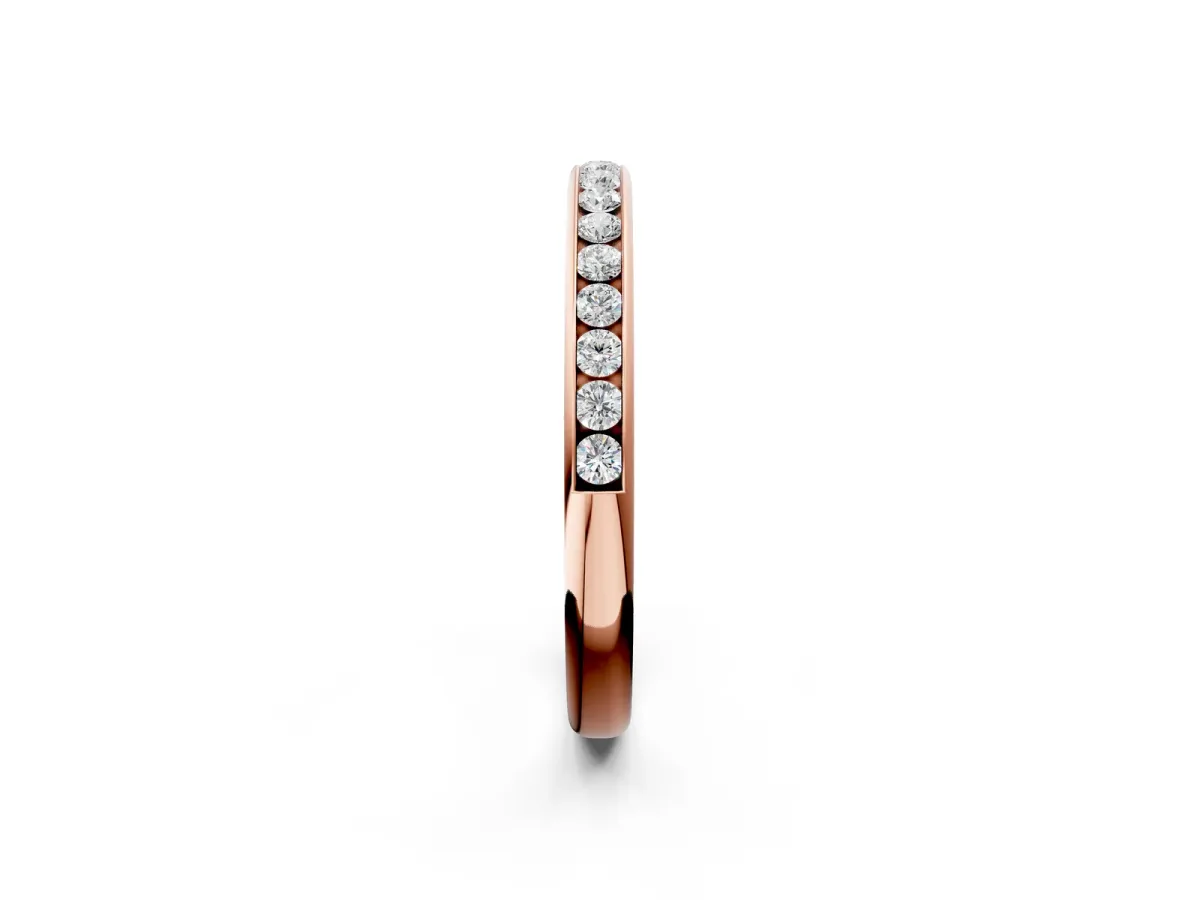 Round Diamond Channel Set Comfort Fit Band Rose gold