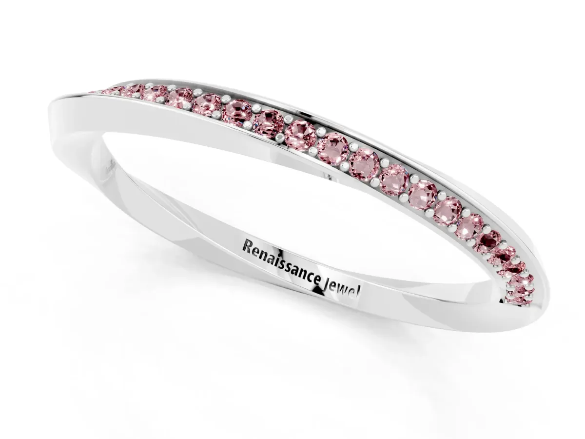 Pavé Round Morganite Twist Band White gold