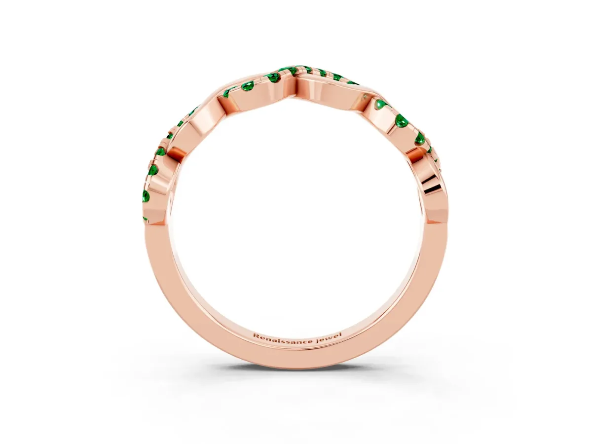 Twist Infinity Round Emerald Band with Pavé Setting Rose gold