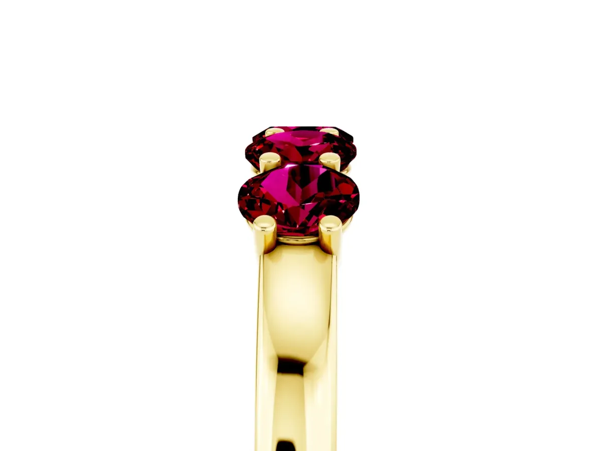 Four-Stone Round Garnet Prong-Set Band Yellow gold